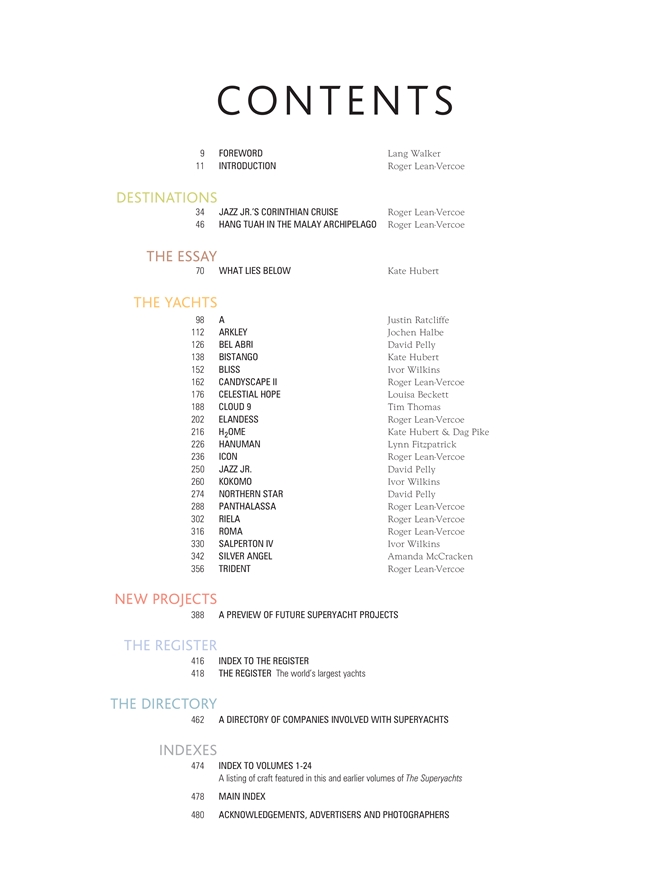 The Superyachts Volume 24 - Contents