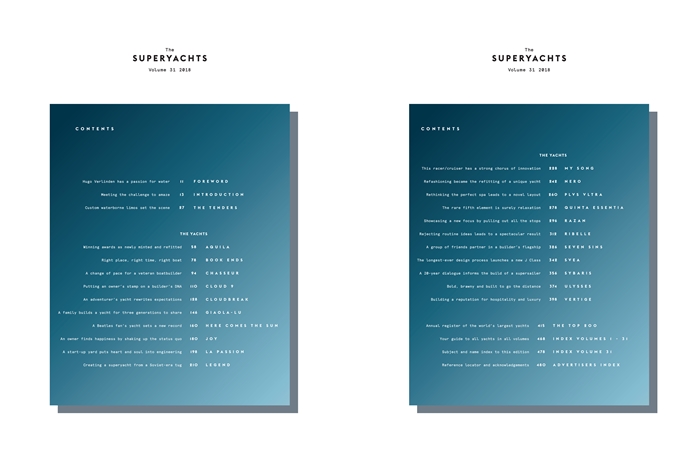 The Superyachts Volume 31 - Contents