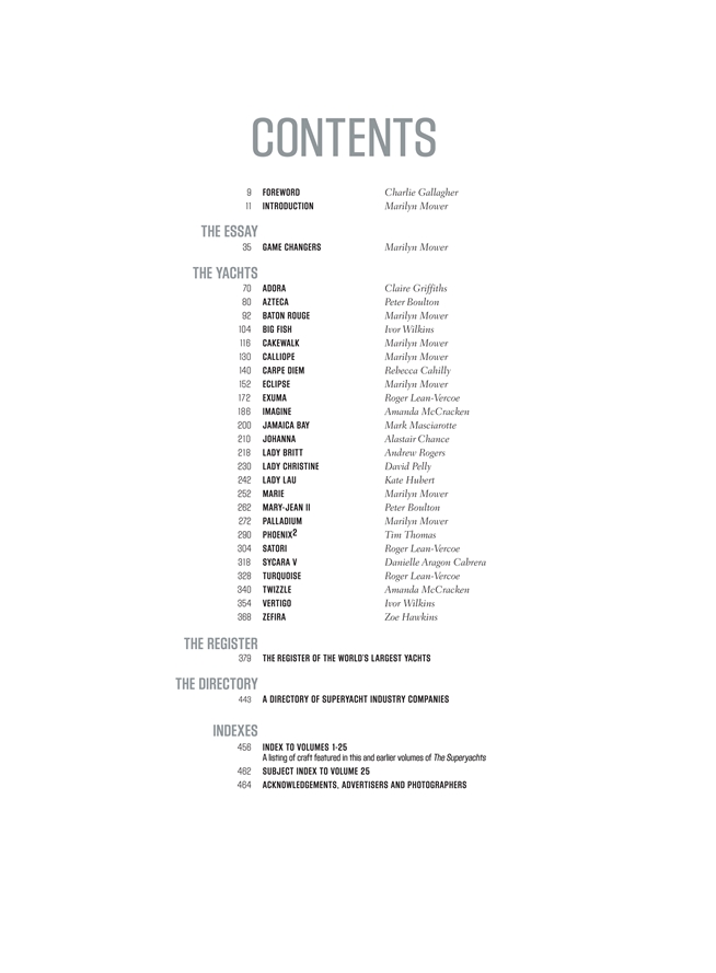The Superyachts Volume 25 - Contents