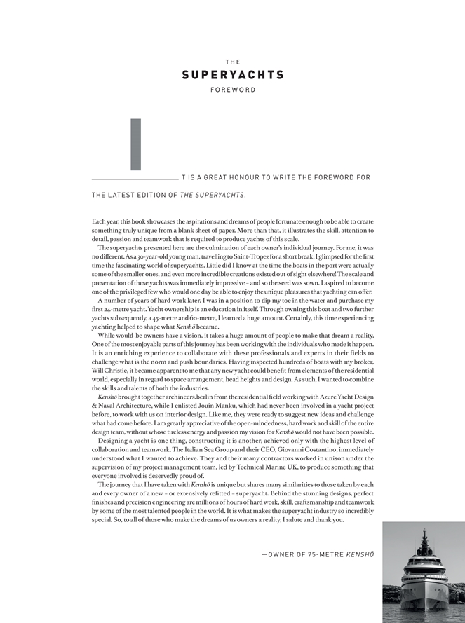 The Superyachts Volume 37 Foreward