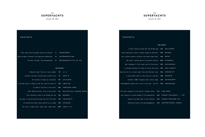 The Superyachts Volume 30 - Contents