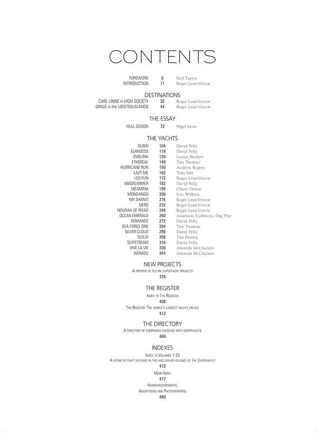 The Superyachts Volume 23 - Contents